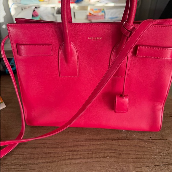 Saint Laurent Handbags - Saint Laurent Fuchsia Leather Satchel